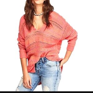 FREE PEOPLE Oversized Hot Tropics Knit Sweater or Beach Coverup Tunic